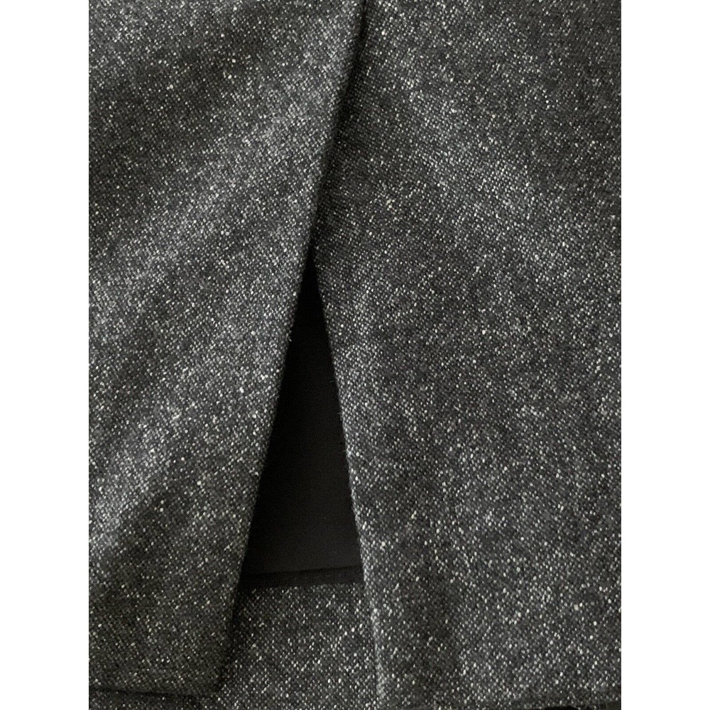 Rebecca Taylor Women’s Herringbone Gray Wool Silk Lambs Leather Trim Size 6 - Picture 9 of 14